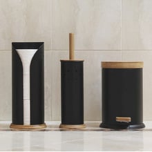 3 Piece Toilet Roll Holder, Brush & Bin Set